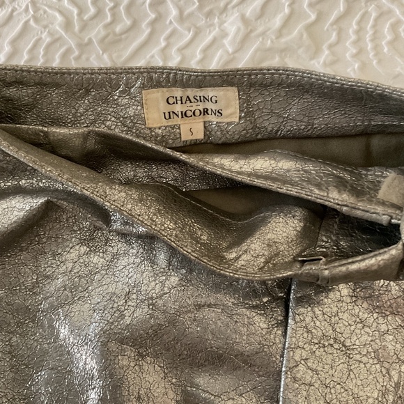 Chasing Unicorns La Isla Bonita Leather Wrap Skirt, Silver Small - Picture 5 of 8